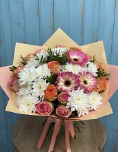 Букет цветов из:  Розы, Герберы и Хризантемы в Еткуль