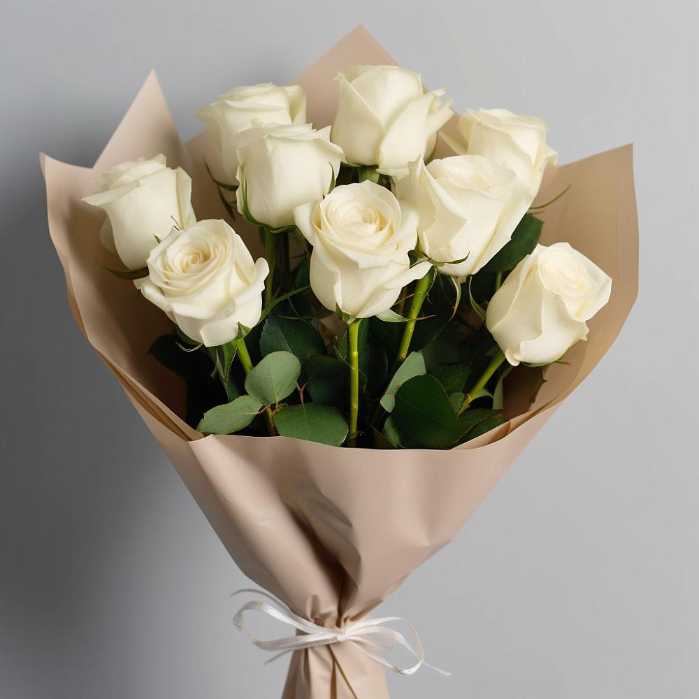 Букет 9 Белых роз Эдлесс Лав в Еткуль