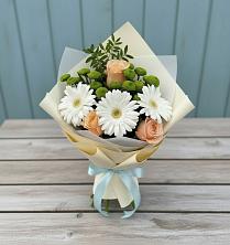 Букет цветов из:  Герберы, Розы и Хризантемы в Еткуль